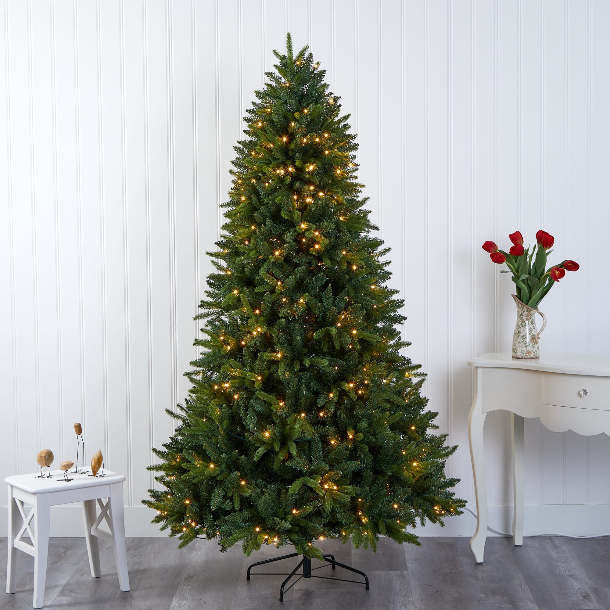 7ft. Pre-Lit Sun Valley Fir Artificial Christmas Tree with LED Lights